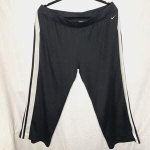 Nike Cropped Wide Leg Pants Pull-On Stretch Athletic Gym Workout Women XL Black